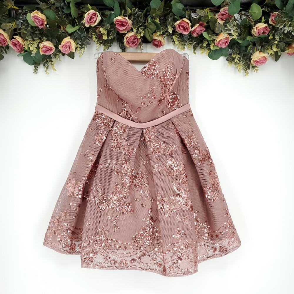 Alyce Paris Strapless Sequined Dress in Rosewood Size 10